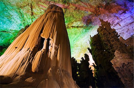 stalagmite - China,Guizhou Province,Zhijin Cave,the largest in China at 10 km long and 150 high Stock Photo - Rights-Managed, Code: 862-03351680