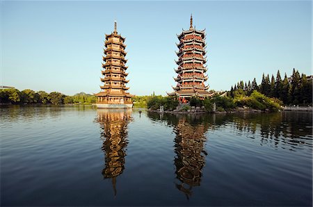 China,Guangxi Province,Guilin,Banyan Lake Pagodas Stock Photo - Rights-Managed, Code: 862-03351771