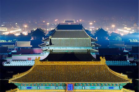 Chine, Pékin, cité interdite Palais Musée éclairée la nuit Photographie de stock - Rights-Managed, Code: 862-03351847