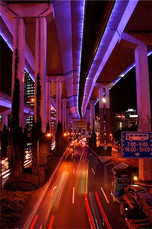 paso elevado - China,Shanghai. Busy road in Shanghai Foto de stock - Con derechos protegidos, Código: 862-03351876