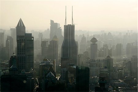 simsearch:862-03351868,k - China,Shanghai. View from the Oriental Pearl Tower. Foto de stock - Con derechos protegidos, Código: 862-03351908