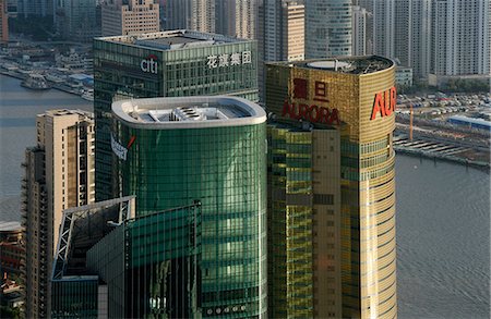 simsearch:862-03351868,k - China,Shanghai. View from the Oriental Pearl Tower. Foto de stock - Con derechos protegidos, Código: 862-03351909