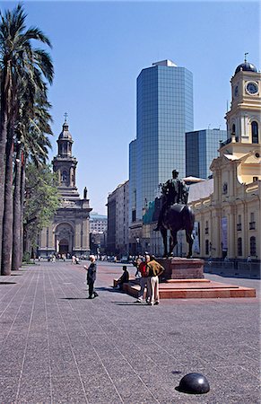 santiago de chile - Plaza de Armeas and cathedral,Santiago,Chile. Stock Photo - Rights-Managed, Code: 862-03351984