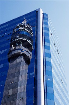 Reflection of the Entel Communications Tower in an office building,La Moneda Foto de stock - Con derechos protegidos, Código: 862-03351998