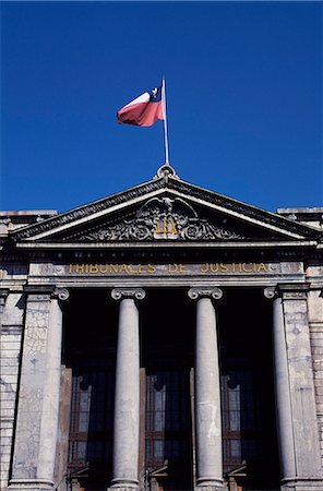 south american colonial architecture - The Tribunales de Justicia is Chile's Supreme Court. The building was erected between 1907 adn 1929 in neoclassical style Stock Photo - Rights-Managed, Code: 862-03352145