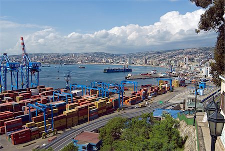 Chile,Valparaiso. View of the port area. Stock Photo - Rights-Managed, Code: 862-03352176