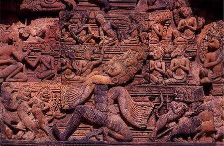 Rosa Sandstein Türen im Tempel Banteay Srei. Stockbilder - Lizenzpflichtiges, Bildnummer: 862-03352350