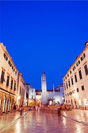 Dubrovnik Unesco World Heritage Old Town Placa Pedestrian Promenade and Bell Tower Stock Photo - Rights-Managed, Code: 862-03352388