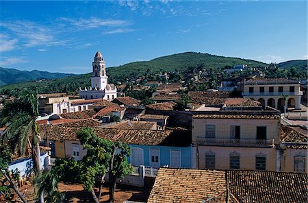 View of clay roof tiles towards the central plaza in the World Heritage town of Trinidad,Eastern Cuba Stock Photo - Rights-Managed, Code: 862-03352495