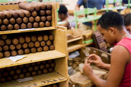 Cuba, la Havane. Main rouler cigares, H.Upmann The Cigar Factory, la Havane, Cuba Photographie de stock - Rights-Managed, Code: 862-03352539