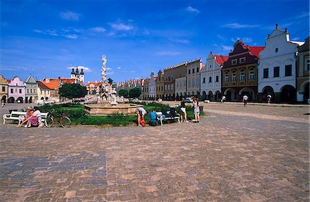 Czech Republic. Zacharia Hradec Square,Telc,South Moravia Fotografie stock - Rights-Managed, Codice: 862-03352605