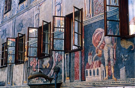 Czech Republic. Frescos on a town guest house,Cesky Krumlov. Stock Photo - Rights-Managed, Code: 862-03352614