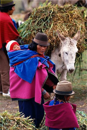 Local woman carrying baby in a wrap in a traditional market,Zalaron,Chimborazo Province,Ecuador Stock Photo - Rights-Managed, Code: 862-03352685