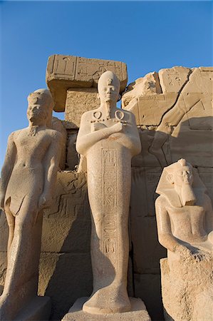 Statues line the Cachette Court at Karnek Temple,Luxor,Egypt Stock Photo - Rights-Managed, Code: 862-03352782