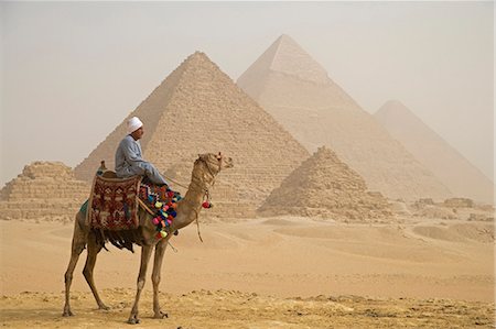 simsearch:862-03352888,k - Un chamelier se tient devant les pyramides de Gizeh, Égypte. Photographie de stock - Rights-Managed, Code: 862-03352881