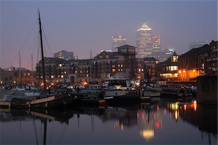 simsearch:862-03353564,k - UK,England,London. The Limehouse Basin in London at dusk. Stock Photo - Rights-Managed, Code: 862-03352980