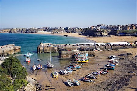 Fishing boats in Newquay harbour at low tide. Stock Photo - Rights-Managed, Code: 862-03353215