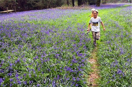 England,Dorset,Thorncombe. Forde Abbey forms part of the boundary between Dorset and Somerset and its unspolit woodland comes alive in spring with carpets of bluebells which the local children revel in. . Stock Photo - Rights-Managed, Code: 862-03353638