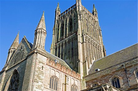 England,Worchestershire,Worchester. Worcester Cathedral - an Anglican cathedral situated on a bank overlooking the River Severn. Its official name is The Cathedral Church of Christ and the Blessed Virgin Mary - here viewed from the South side. Stock Photo - Rights-Managed, Code: 862-03353711