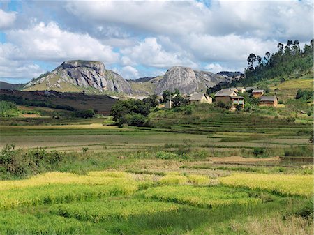 Rizières et un hameau Betsileo près d'Ambalavao, Madagascar Photographie de stock - Rights-Managed, Code: 862-03364033