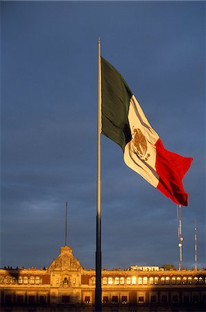 simsearch:862-03712887,k - Giant Mexican flag in the Zocala Square with the National Palace behind. Stock Photo - Rights-Managed, Code: 862-03364367