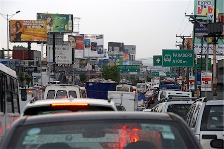 road traffic line of cars - Mexico,Mexico City. Rush hour traffic on the Boulevard Periferico. Stock Photo - Rights-Managed, Code: 862-03364429