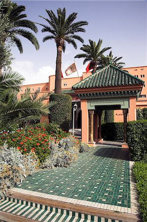 Entrée à la Mamounia, le plus célèbre hôtel à Marrakech. Photographie de stock - Rights-Managed, Code: 862-03364724