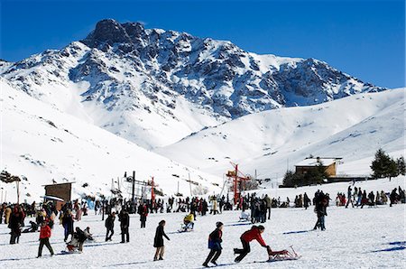 High Atlas Oukaimeden Ski Resort Skiers on Piste Stock Photo - Rights-Managed, Code: 862-03364782