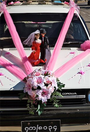 Myanmar,Burma,Kengtung. A decorated saloon car for use by a newly married couple on their wedding day. Stock Photo - Rights-Managed, Code: 862-03365213