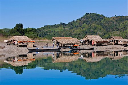 Myanmar,Burma,Lay Mro River. A small Rakhine settlement on the banks of the Lay Myo River. When the river floods during the rainy season,the villagers move inland. Stock Photo - Rights-Managed, Code: 862-03365311
