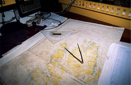 Map of northern Spitsbergen in the Noordelicht's chart room. Stock Photo - Rights-Managed, Code: 862-03365540