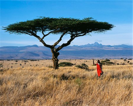 Kenya,Mount Kenya,Lewa Downs. Maasai warrior at Lewa Downs with Mount Kenya in background. Foto de stock - Direito Controlado, Número: 862-03366007