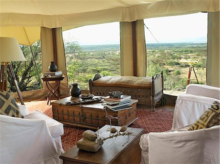 The elegant library of Ol Seki tented camp in Masai Mara Game Reserve,Kenya Stock Photo - Rights-Managed, Code: 862-03366656