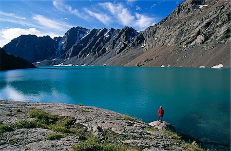 Kyrgyzstan,Karakol. Ala Kul Lake,a high altitude lake (3,523 m). This lake is one of the features along the Ala Kul trek through the Terskey Alatau mountain range. Stock Photo - Rights-Managed, Code: 862-03367055