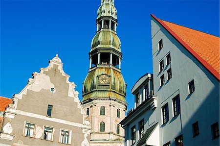 St Peters Church,a 13th Century Medieval Lutheran Church and Museum House of Blackheads,houses a Museum and Concert Hall. Built 1334,rebuilt in 1999 with bricks bought by local people. Foto de stock - Con derechos protegidos, Código: 862-03367078