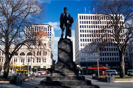 Statue of John Robert Codle,founder of Christchurch,South Island,New Zealand. Foto de stock - Direito Controlado, Número: 862-03360074