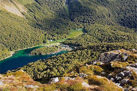 simsearch:862-03437452,k - New Zealand,South Island. Lake Mackenzie on the Routeburn Track,one of the Great Walks of New Zealand and part of Fiordland National Park. Foto de stock - Con derechos protegidos, Código: 862-03360105