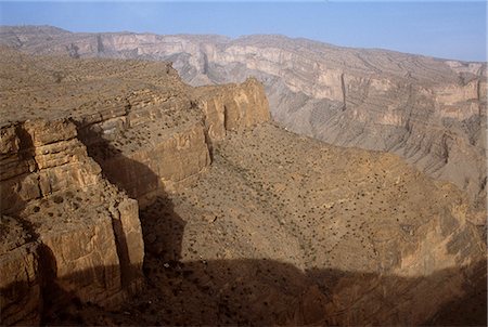 simsearch:862-03360390,k - A great faulted canyon separates Jebel Shams from the main massif of Al Jabal al Akhdar. Stock Photo - Rights-Managed, Code: 862-03360183