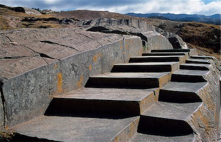 forts in latin america - Stone steps carved by Inca craftsmen Stock Photo - Rights-Managed, Code: 862-03360458