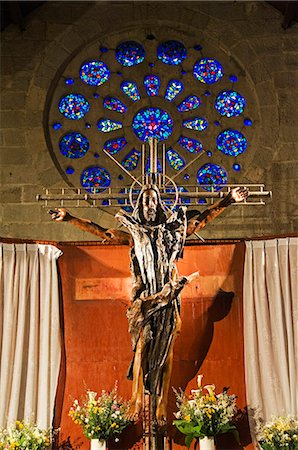 sagada - Philippines,Luzon Island,The Cordillera Mountains,Mountain Province,Sagada. St Mary's Episcopal Church - wooden sculptured crucifix of Christ. Stock Photo - Rights-Managed, Code: 862-03360796