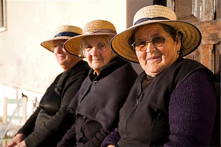 southern portugal - Portugal,Alentejo,Estremoz. Three elderly Portuguese ladies (Ana Carvallal,Marianna Bailao and Catarina Amaro) near the town of Estremoz in the Alentejo region of Portugal. It is customary for widows to always wear black. Stock Photo - Rights-Managed, Code: 862-03360940