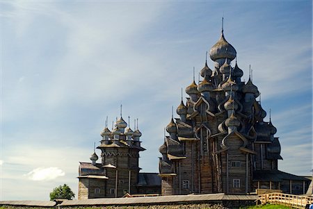 Russia,Karelia,Lake Onega,Kizhi Island. The Church of the Transfiguration and the Church of Prophet of Mother of God. Foto de stock - Con derechos protegidos, Código: 862-03361032