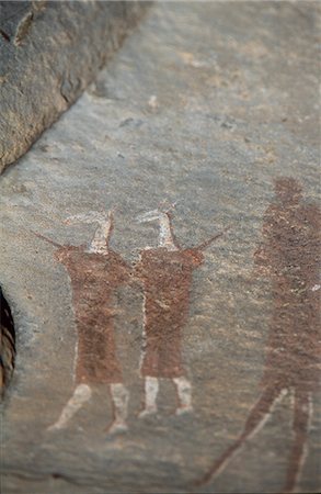 Peintures rupestres Bochimans représentent des chasseurs dans les grottes sur la ferme de Schaaplaats Photographie de stock - Rights-Managed, Code: 862-03361204