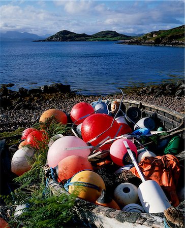 fishing boats scotland - Buoys in a boat in Inverasdale. Stock Photo - Rights-Managed, Code: 862-03361452