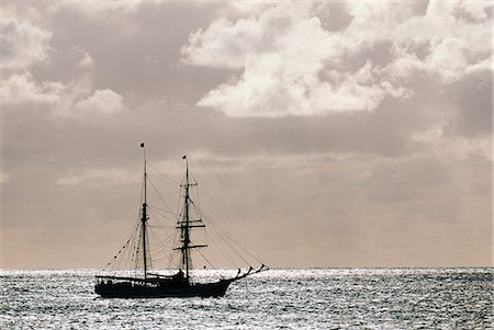 A sailing ship anchored in front of Hanga Roa,Easter Island's main settlement Stock Photo - Rights-Managed, Code: 862-03437003