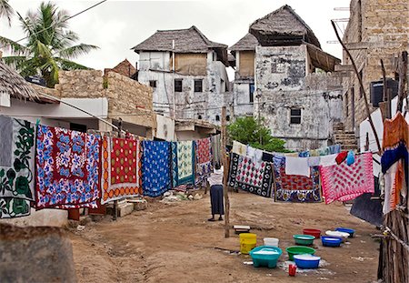 Au Kenya, l'île de Lamu, Shela. Lavage journée au village de Shela. Photographie de stock - Rights-Managed, Code: 862-03437188