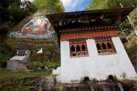 simsearch:862-05996927,k - Painting of the guru Rinpoche on the way to the Tango monastery in Thimpu Bhutan Stock Photo - Rights-Managed, Code: 862-03710599