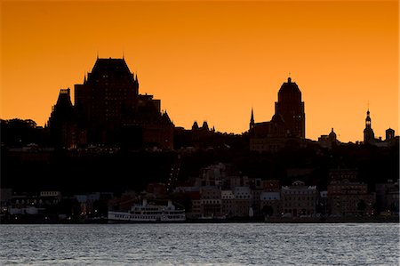 quebec river - Quebec City, Canada. Skyline of Quebec City as seen from Levis on the St Laurence River Stock Photo - Rights-Managed, Code: 862-03710665