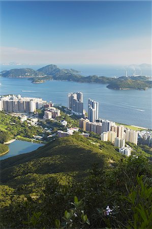 Vue de Pok Fu Lam d'ouest haute avec Lamma Island en arrière-plan, Hong Kong, Chine Photographie de stock - Rights-Managed, Code: 862-03710719