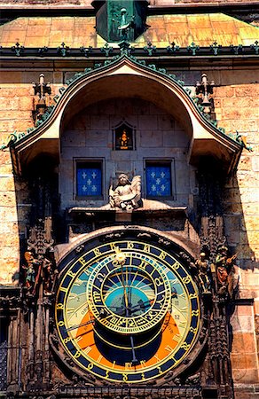 prague astronomical clock - Czech Republic, Prague; The 15th Century Astronomical Clock on Prague's Old Town Hall Stock Photo - Rights-Managed, Code: 862-03710829